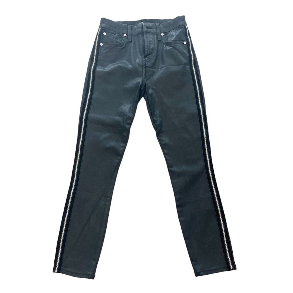 7 For All Mankind B(Air) Skinny Jeans in Coated Black - Womens Size 25 - Picture 1 of 3
